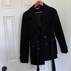 Black double breasted peacoat